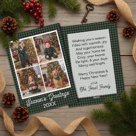 Cartão De Festividades Xadrez Buffalo Verde e Preto com Nome e Texto Pers