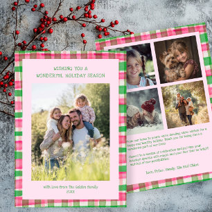 Cartão De Festividades Xadrez de Aquarela Foto Personalizada para Natal F
