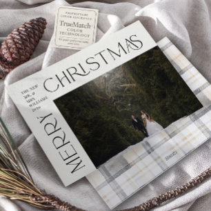Cartão De Festividades Xadrez de Fotografia da Tipografia de Natal Modern