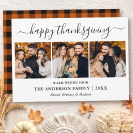 Cartão De Festividades Xadrez de Fotografia Moderna 3 Ação de Graças