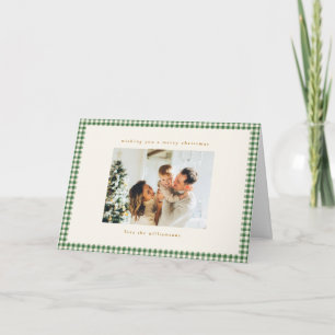 Cartão De Festividades Xadrez de Ginga Verde Personalizado com Foto de Na