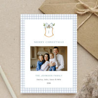 Xadrez de Gingham Azul-Cinto Monograma Monograma