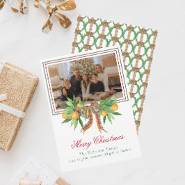 Cartão De Festividades Xadrez de Laranjas Aquarelas Arco Garland Foto