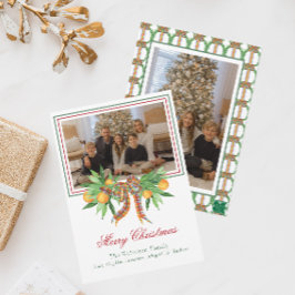 Cartão De Festividades Xadrez de Laranjas Aquarelas Arco Garland Foto