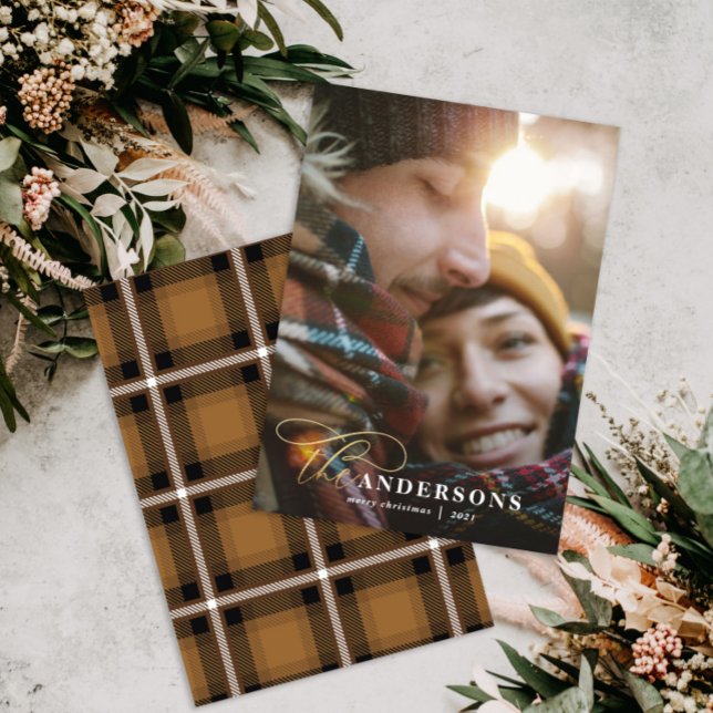 Cartão De Festividades xadrez de mostarda com guisado Dourado, 1 foto de  (Criador carregado)