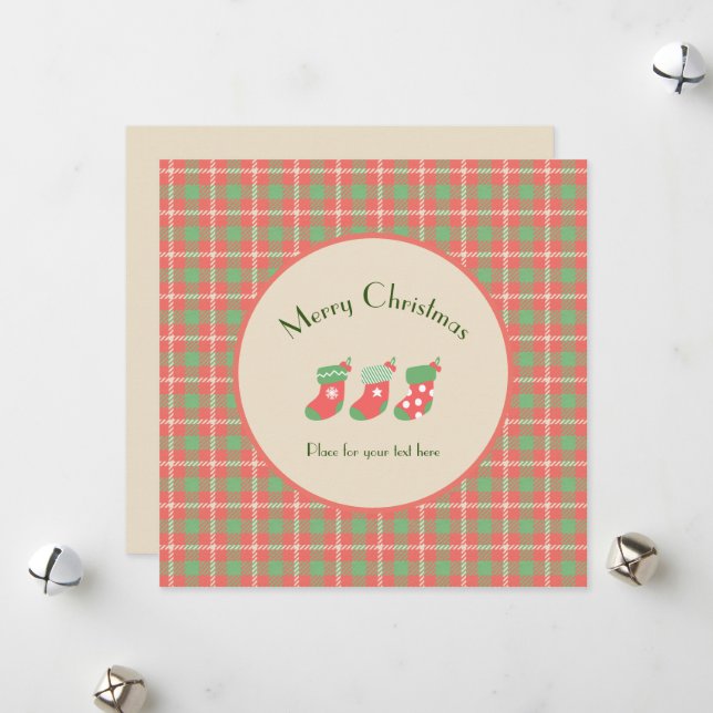 Cartão De Festividades Xadrez de natal à base de vermelho (Frente/Verso In Situ)