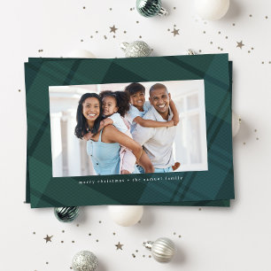 Cartão De Festividades Xadrez de Natal azul verde simples foto
