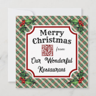 Cartão De Festividades Xadrez de Natal do Restaurante de Código QR Person