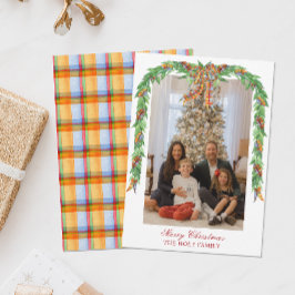 Cartão De Festividades Xadrez de Natal em Watercolor Foto Garland