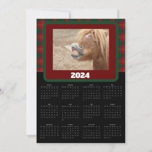 Cartão De Festividades Xadrez Escocês Vermelho Verde Divertido Calendário