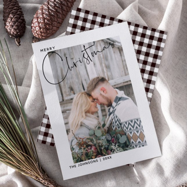 Cartão De Festividades Xadrez Feliz Natal - Foto do Script Preto e Branco (Criador carregado)