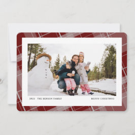 Cartão De Festividades Xadrez Mínimo Uma Foto Vermelha Horizontal