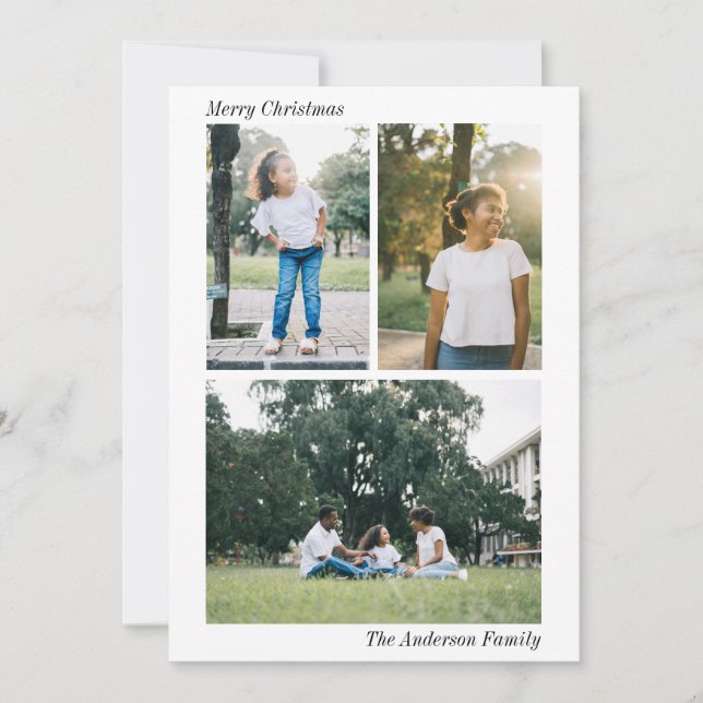 Cartão De Festividades Xadrez moderna | Colagem de Fotos de Natal (Frente)