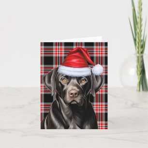 Cartão De Festividades Xadrez Natal Black Lab e Red Holidy