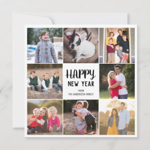 Cartão De Festividades Xadrez Red Gingham de 8 Fotografias Personalizadas
