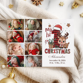 Cartão De Festividades Xadrez Reindeer 8 Foto Primeiro Natal