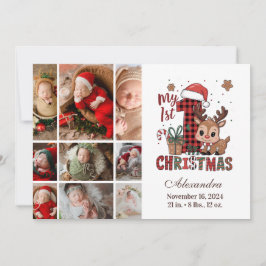 Cartão De Festividades Xadrez Reindeer 9 Foto Primeiro Natal