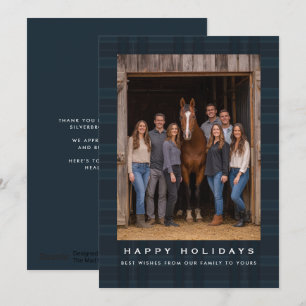 Cartão De Festividades Xadrez Tartan Equestre Rancho Natal