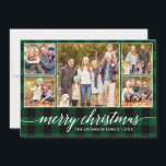 Cartão De Festividades Xadrez Verde 5 Fotografia Natal da Caligrafia Mode<br><div class="desc">Cartão de Férias do Natal Feliz 5 - Xadrez Verde - Script de Caligrafia Moderna</div>