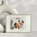 Cartão De Festividades Xadrez Verde Bastante Personalizada Duas Fotografi<br><div class="desc">Xadrez Verde Gingham Personalizada com Duas Fotografias Feriado</div>