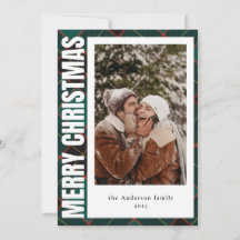 Xadrez Verde da Família Moderna Feliz Natal