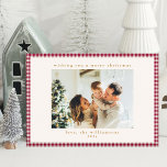 Cartão De Festividades Xadrez Vermelha de Amoreira Fresca Duas Fotografia<br><div class="desc">Mande uma alegria festiva com a nossa Xadrez de Gingham Vermelho de Gingham, Feriado de Natal! Apresentando um padrão clássico de xadrez e espaço para duas de suas fotos favoritas, este cartão adiciona um toque confortável e personalizado aos seus cartões de natal. Perfeito por compartilhar seu espírito de feriado e...</div>