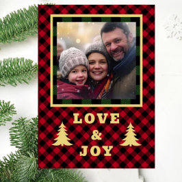 Cartão De Festividades Xadrez Vermelha e Verde Foto personalizada Amar Al