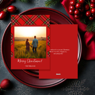 Cartão De Festividades Xadrez Vermelho Moderno Uma Foto