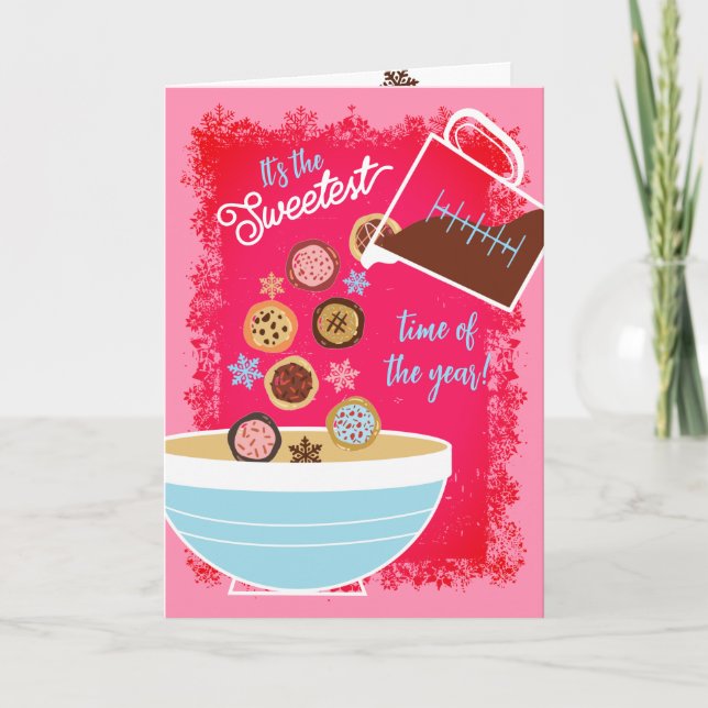 Cartão De Festividades Xícara de medida derramando biscoitos de Natal ass (Frente)