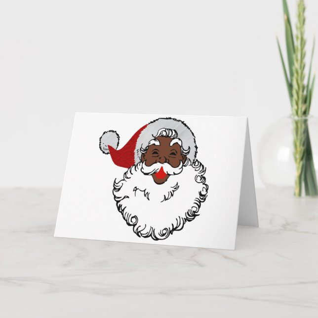 Cartão De Festividades xmas black santa claus (Frente)
