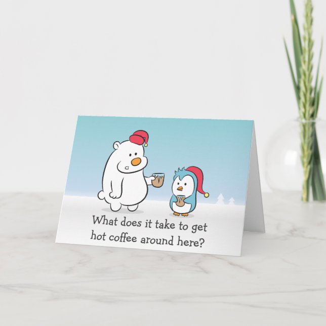 Cartão De Festividades X'mas Cartoon - Polar Bear complains to Penguin (Frente)