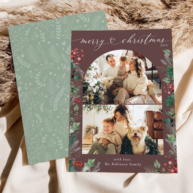 Cartão De Festividades Xmas de Arch de Fotografia Única da Mauve Escura (Criador carregado)