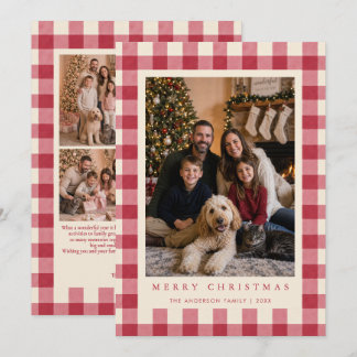 Cartão De Festividades Xmas em Quadro Xadrez Vermelho 5 Fotos
