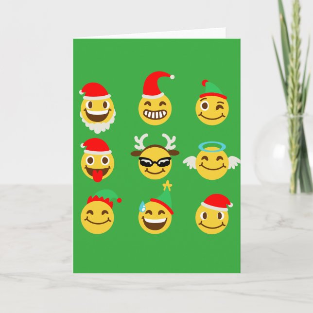 Cartão De Festividades xmas emoji happy faces (Frente)