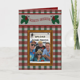 Cartão De Festividades Xmas Gingham, 1940 - Sua foto - Personalizado