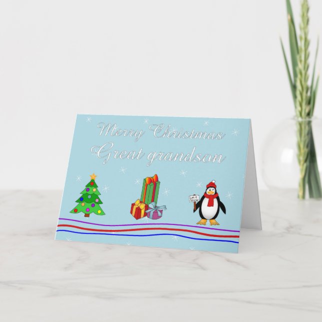 Cartão De Festividades Xmas great grandson greeting cards (Frente)