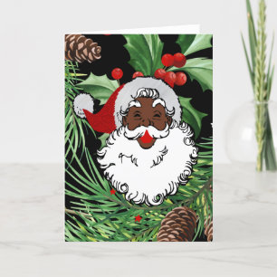 Cartão De Festividades xmas holly black santa claus