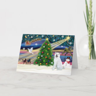 Cartão De Festividades Xmas Magic-Akita White1