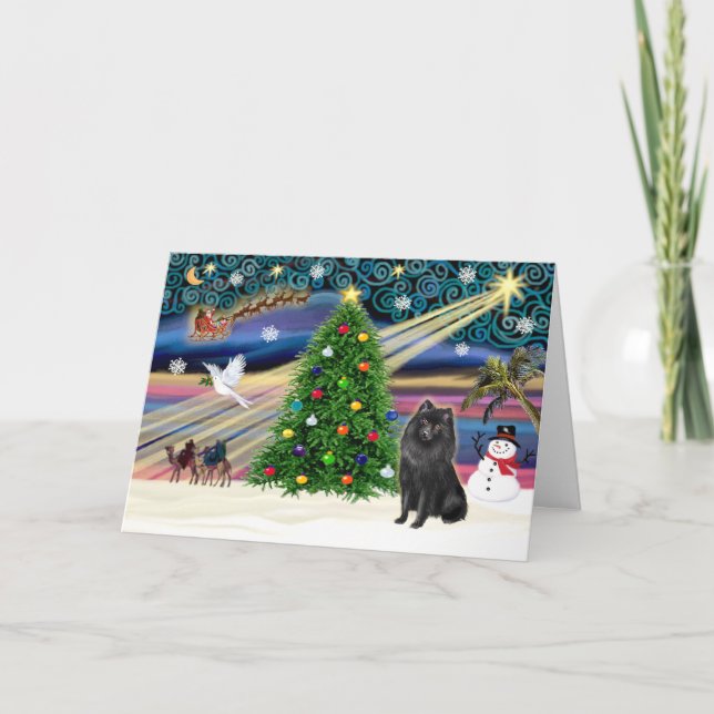 Cartão De Festividades Xmas Magic-Schipperke (Frente)