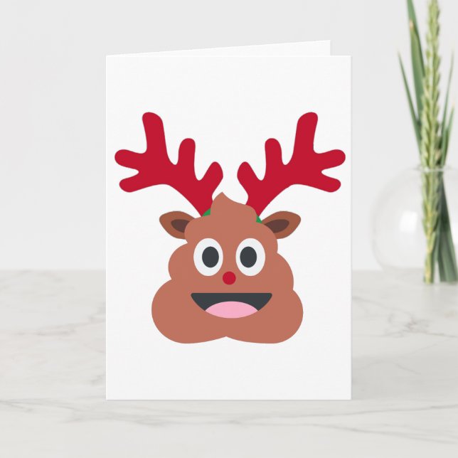 Cartão De Festividades xmas reindeer poo emoji (Frente)