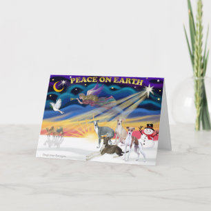 Cartão De Festividades Xmas Sunrise - Four Italian Greyhounds