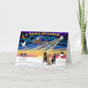 Cartão De Festividades XmasSunrise-3 Labrador Retrievers