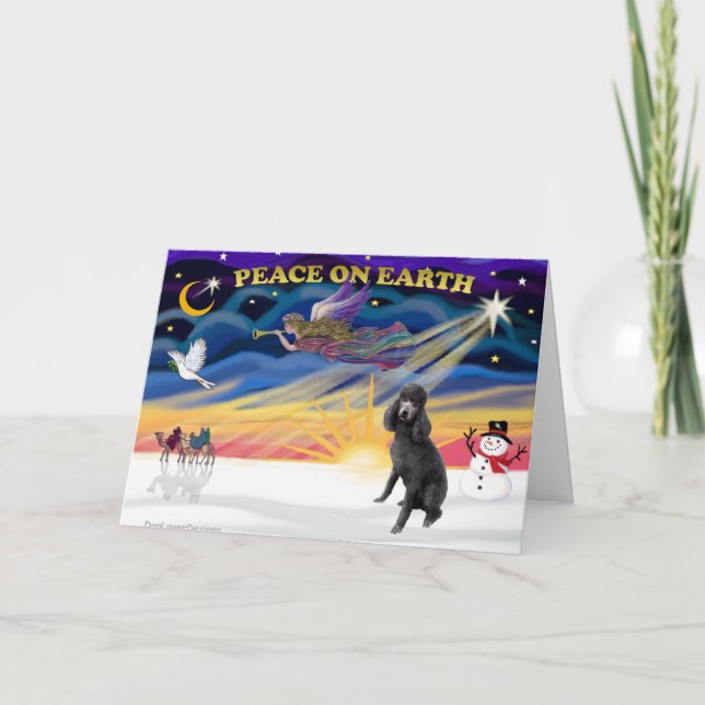 Cartão De Festividades XmasSunrise-Black Standard Poodle (Frente)