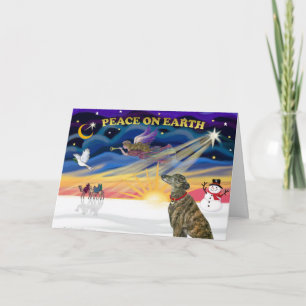 Cartão De Festividades XmasSunrise-Brindle Greyhound