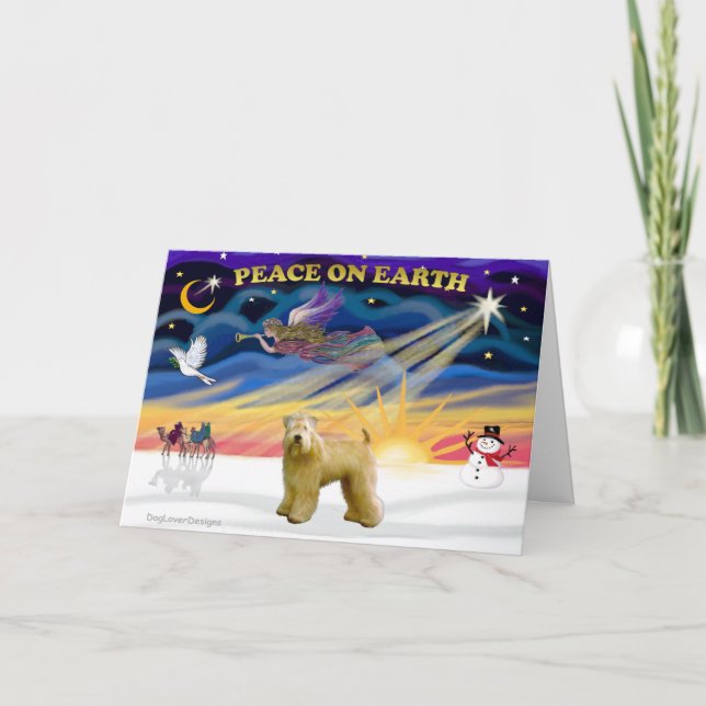 Cartão De Festividades XmasSunrise-WheatenTerrier2 (Frente)