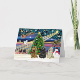 Cartão De Festividades Xms Magic-3Cockers-blk-brwn-fawn