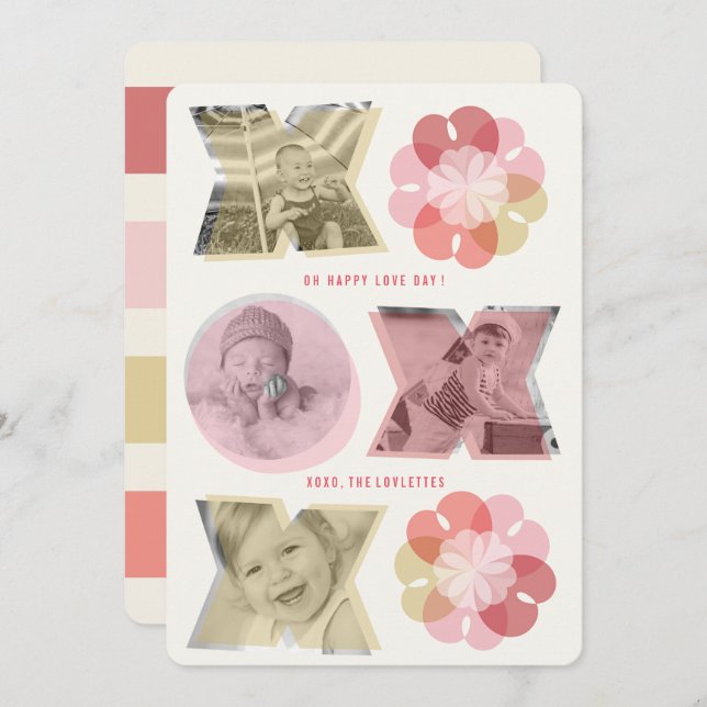 Cartão De Festividades XO Love & Kisses Love Heart Foto do Dia de os namo (Frente/Verso)