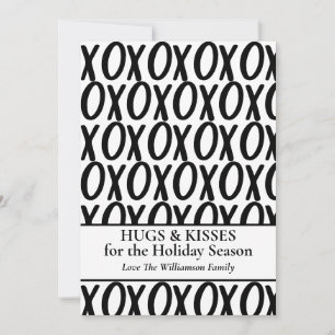 Cartão De Festividades XOXO Abraços Beijos Preto Branco Minimalista