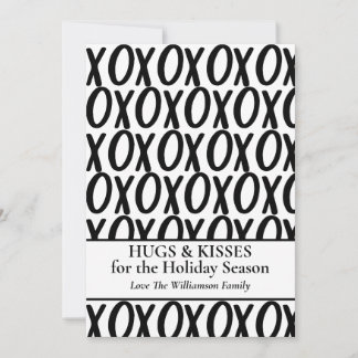 Cartão De Festividades XOXO Abraços Beijos Preto Branco Minimalista