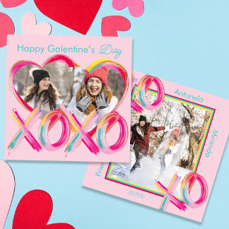 Cartão De Festividades XOXO Dia de Galentine Colorido com Foto Personaliz